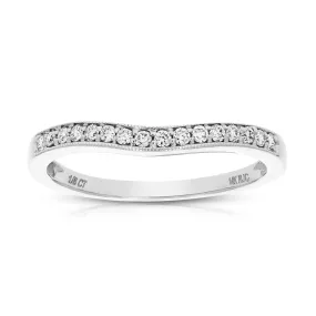 0.18 cttw Contour Milgrain Diamond Wedding Band 14K White or Yellow Gold Round