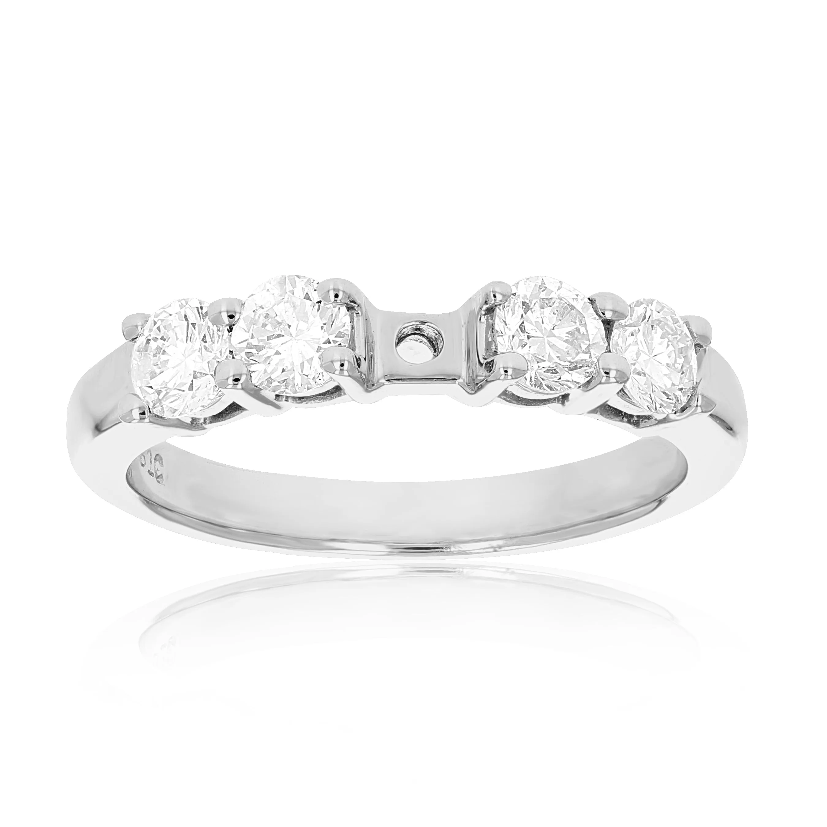 0.80 cttw Semi Mount Diamond Engagement Ring 14K White Gold Round Bridal