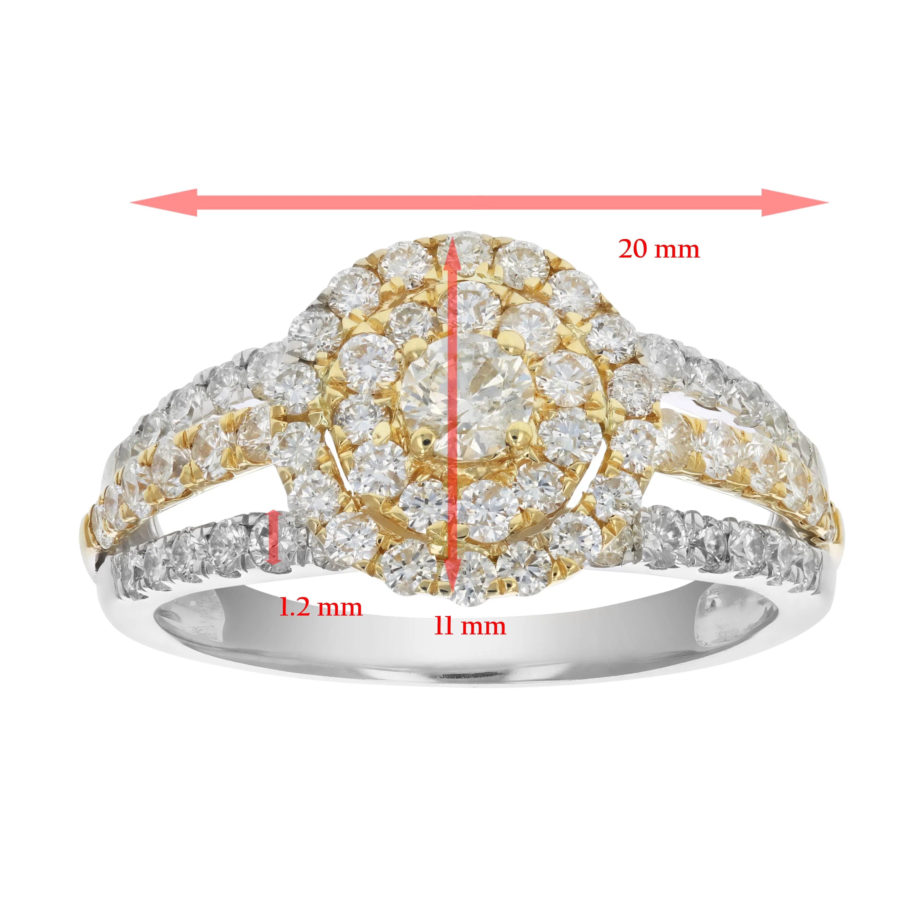 1 1/4 cttw Diamond Wedding Engagement Ring Set 14K White Yellow Gold Halo