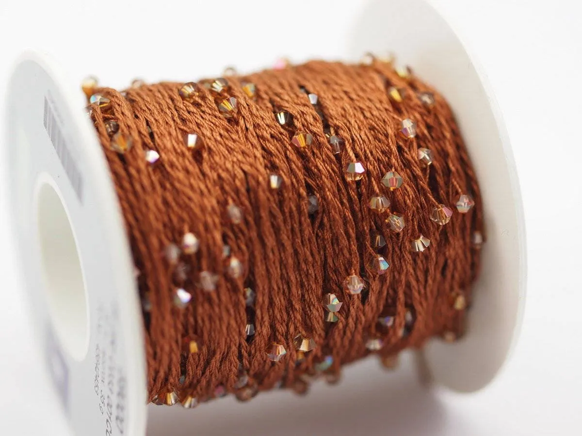 1 Spool - 50 Meters - Swarovski Crystal Cotton Yarn, Crystal Copper