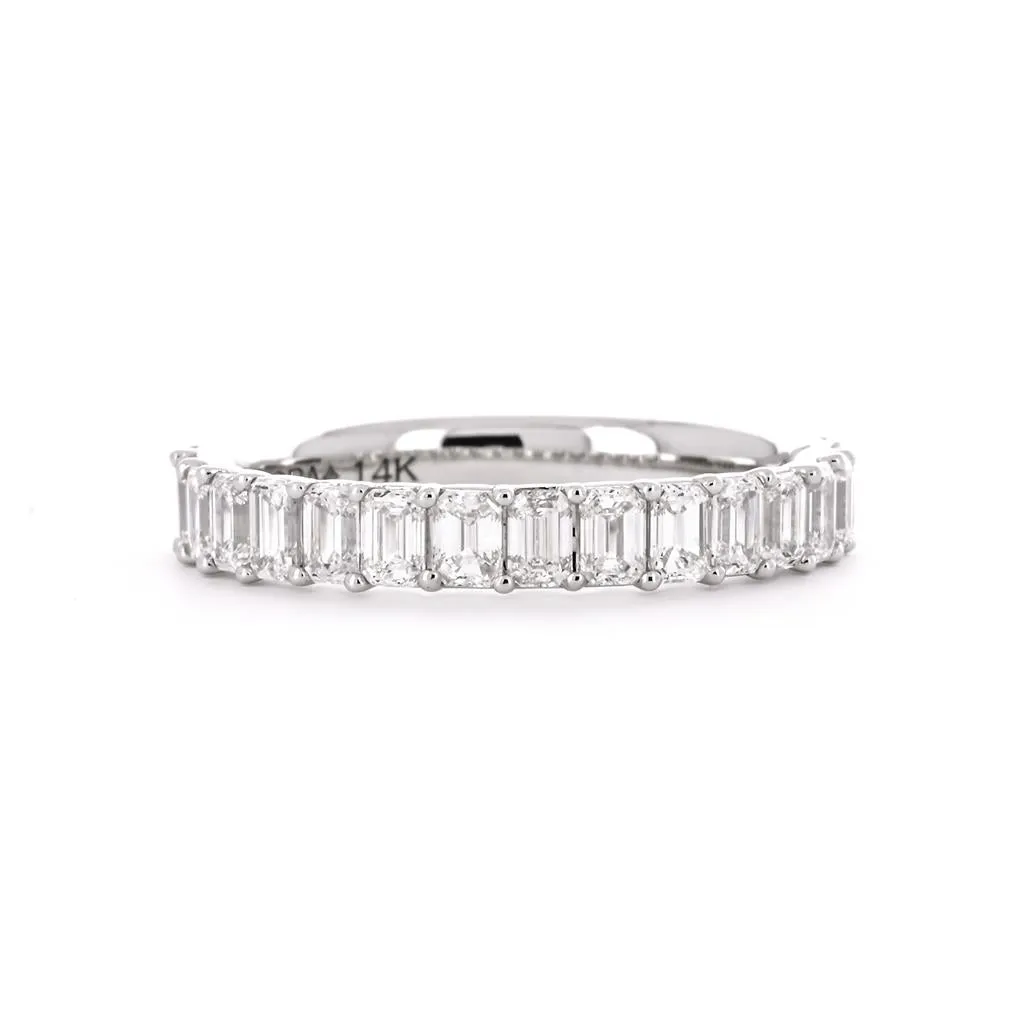 1.40ctw Emerald Diamond Band - 14K White Gold