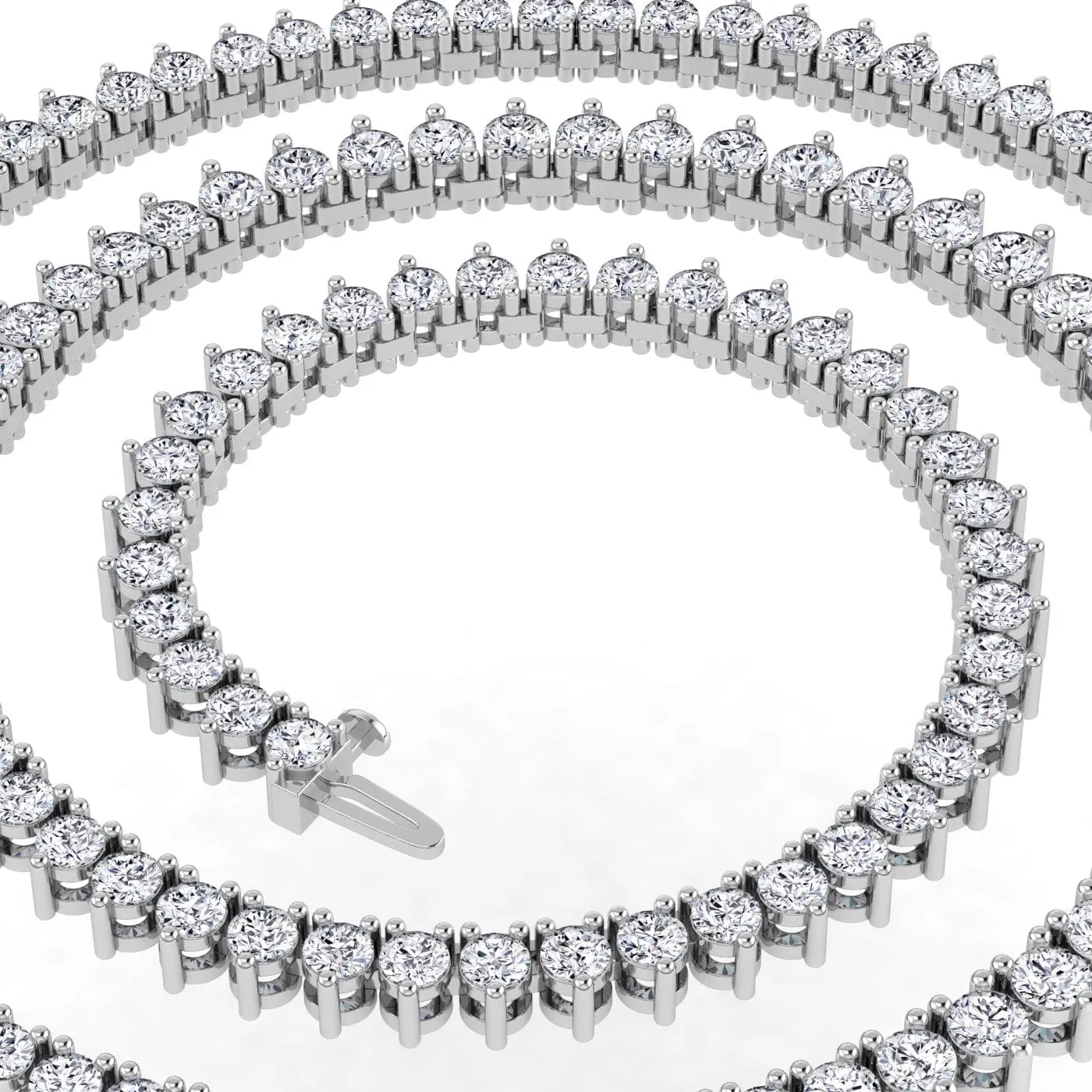 14K & 18K Gold and Diamond Tennis Necklace Graduated 3-Prong Setting, Lab Grown, 8.5-11.5cts