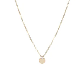 14k Prong Diamond Medium Disc Necklace