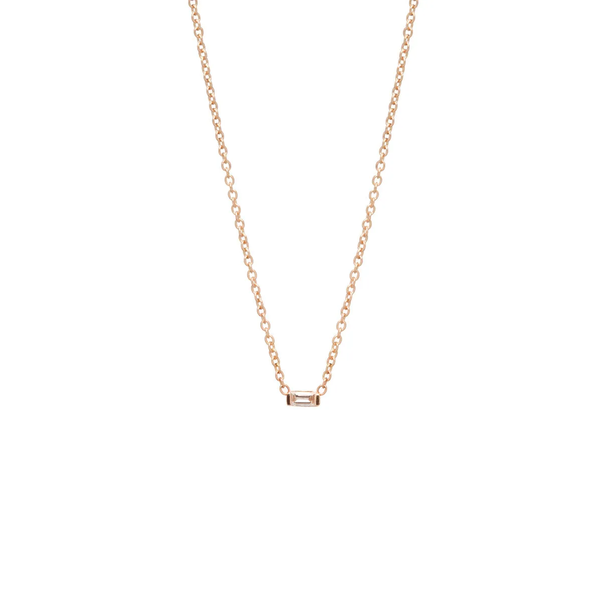 14k Small Baguette Diamond Necklace