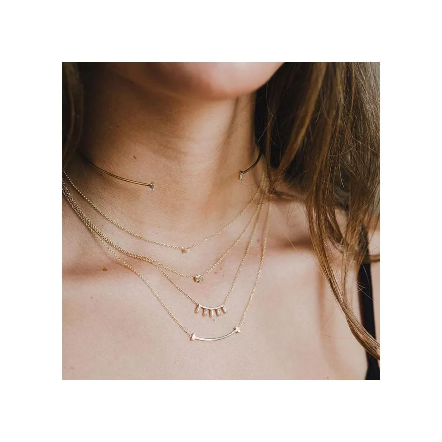 14k Small Baguette Diamond Necklace