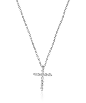 14K White Gold Diamond Cross Pendant