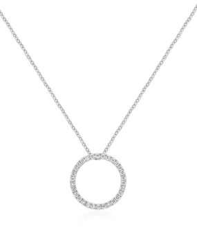 14K White Gold Lab Grown Diamond Circle Pendant Necklace