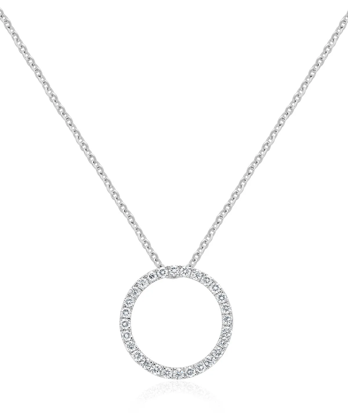 14K White Gold Lab Grown Diamond Circle Pendant Necklace