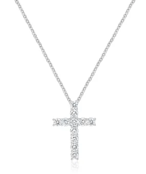 14K White Gold Lab Grown Diamond Cross Pendant Necklace