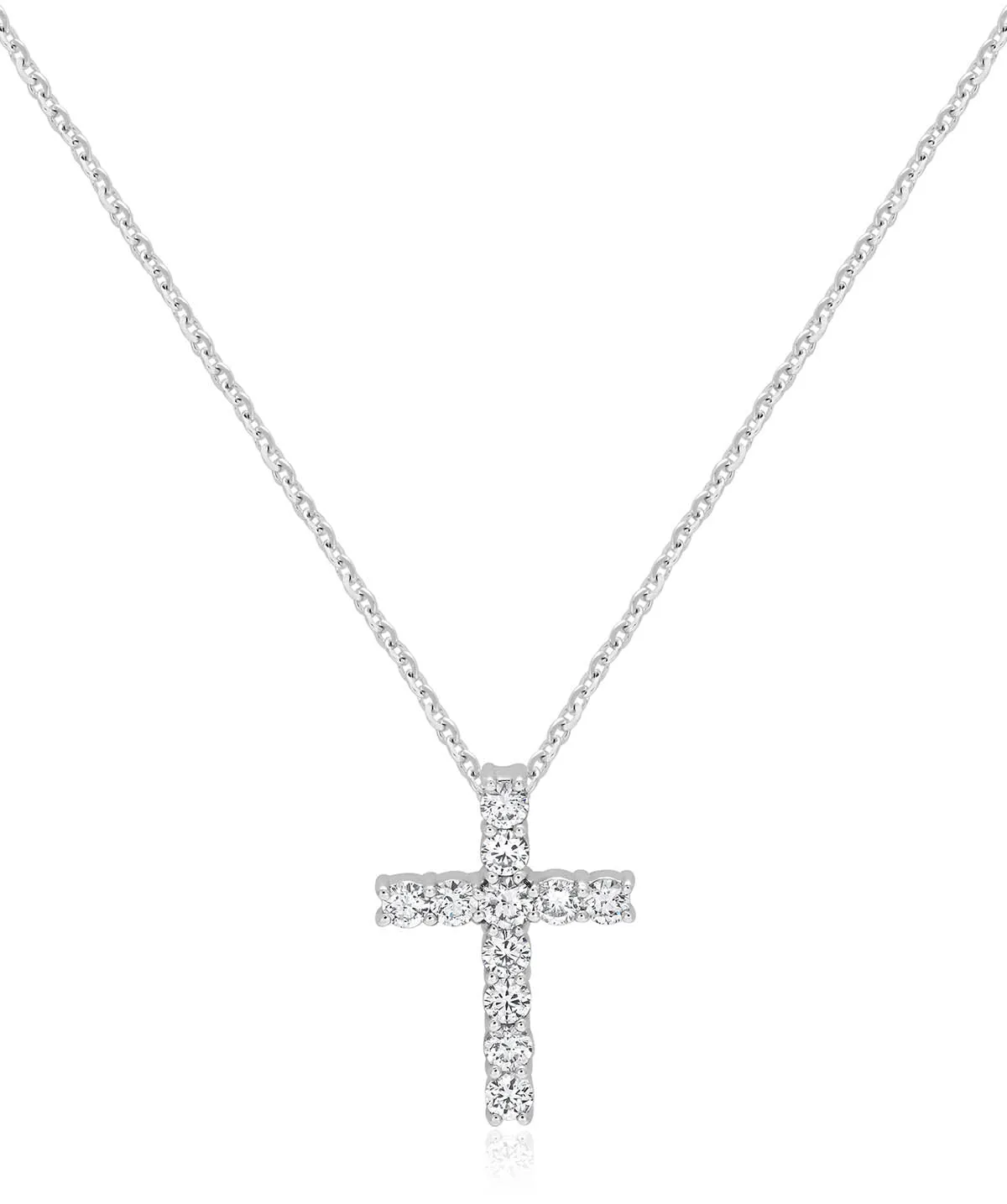 14K White Gold Lab Grown Diamond Cross Pendant Necklace