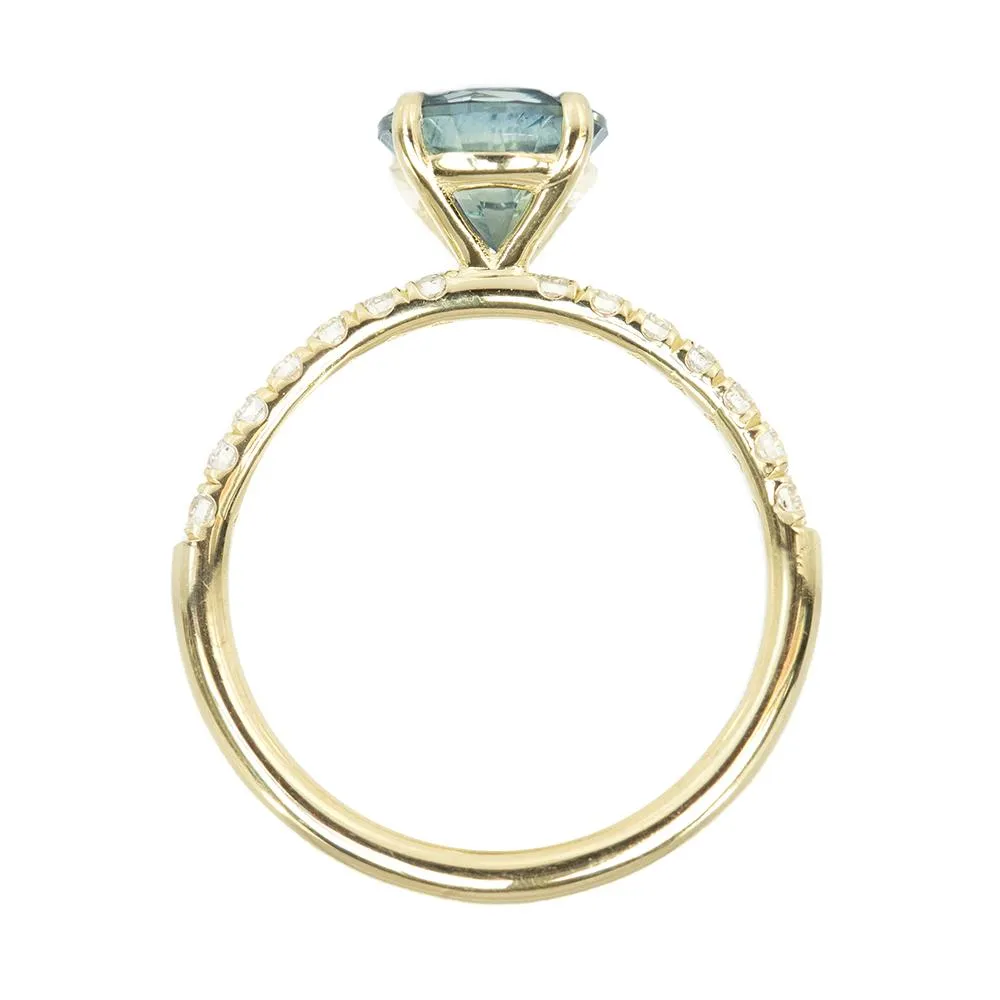 1.78ct Parti Teal Montana Sapphire and Diamond Solitaire in 14k Yellow Gold