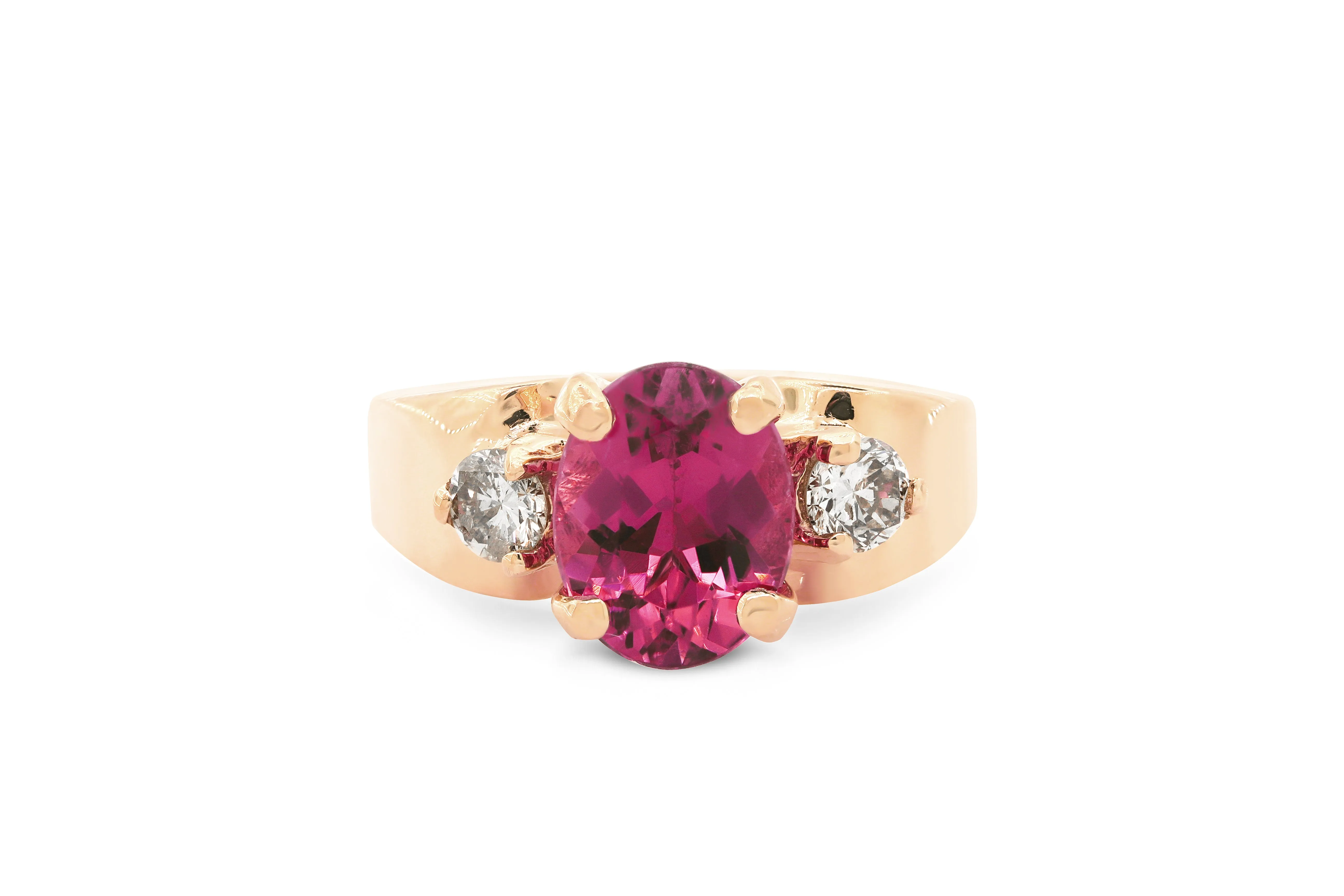 1.97 CT Oval Pink Tourmaline Diamond Ring 0.39 CT TW 14K Rose Gold PTR003