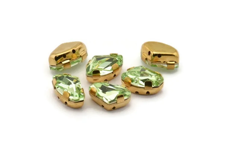 6 Green Peridot Swarovski Crystal Prong Setting 14x9 Mm  Y260