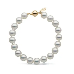 8.5-9.0 mm Natural White Hanadama Akoya Pearl Bracelet