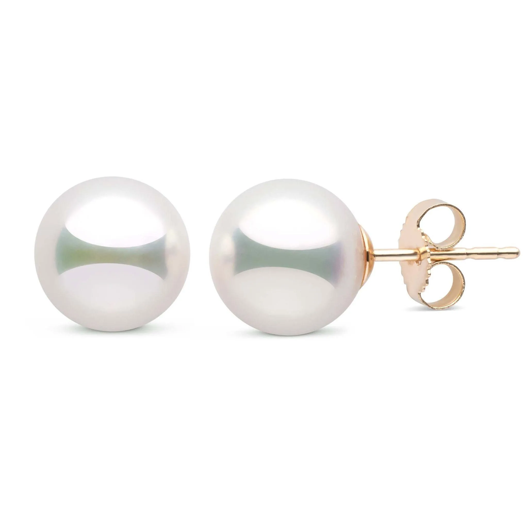 9.0-9.5 mm Natural White Hanadama Pearl Stud Earrings