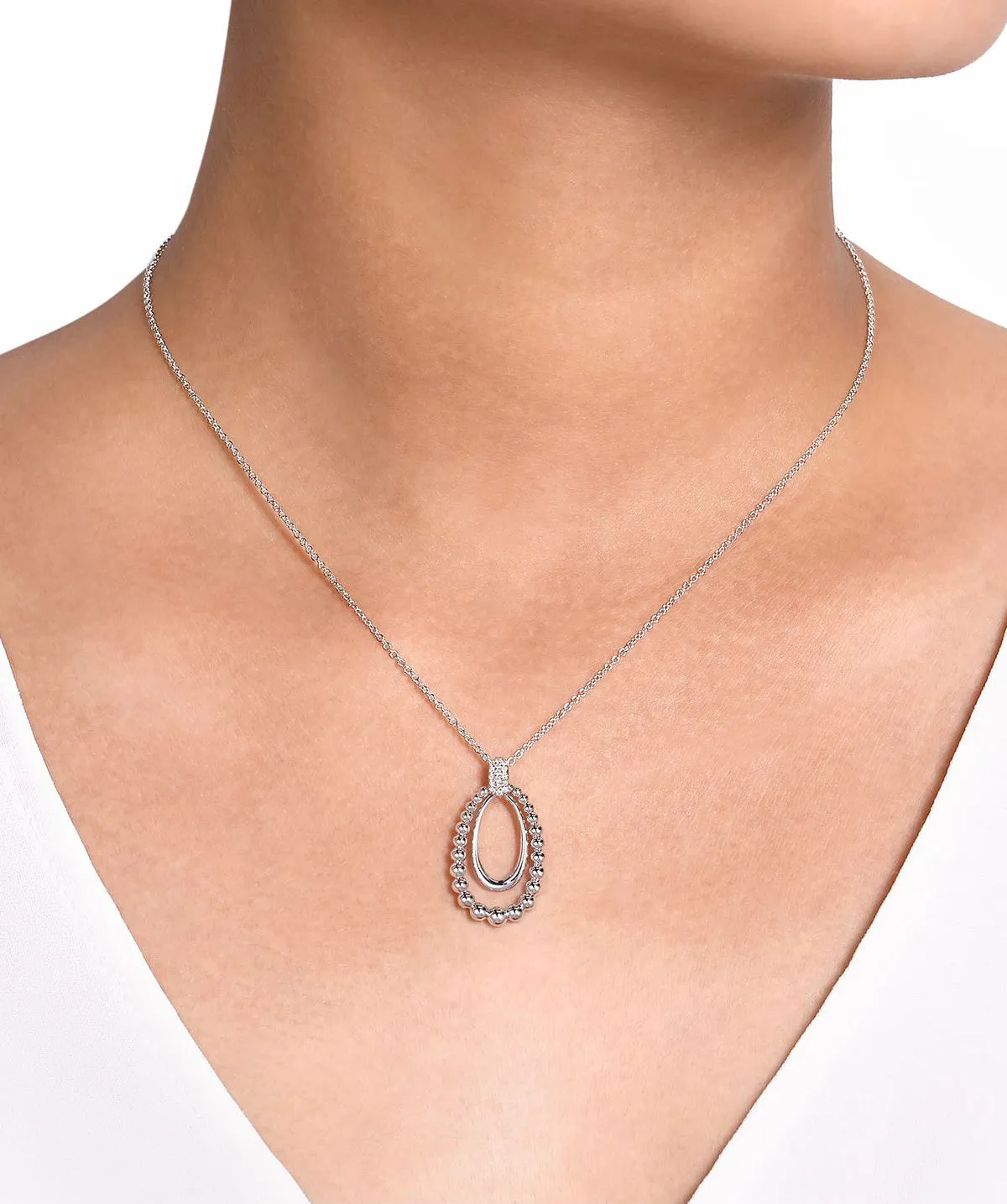 925 Sterling Silver Diamond Pendant Necklace