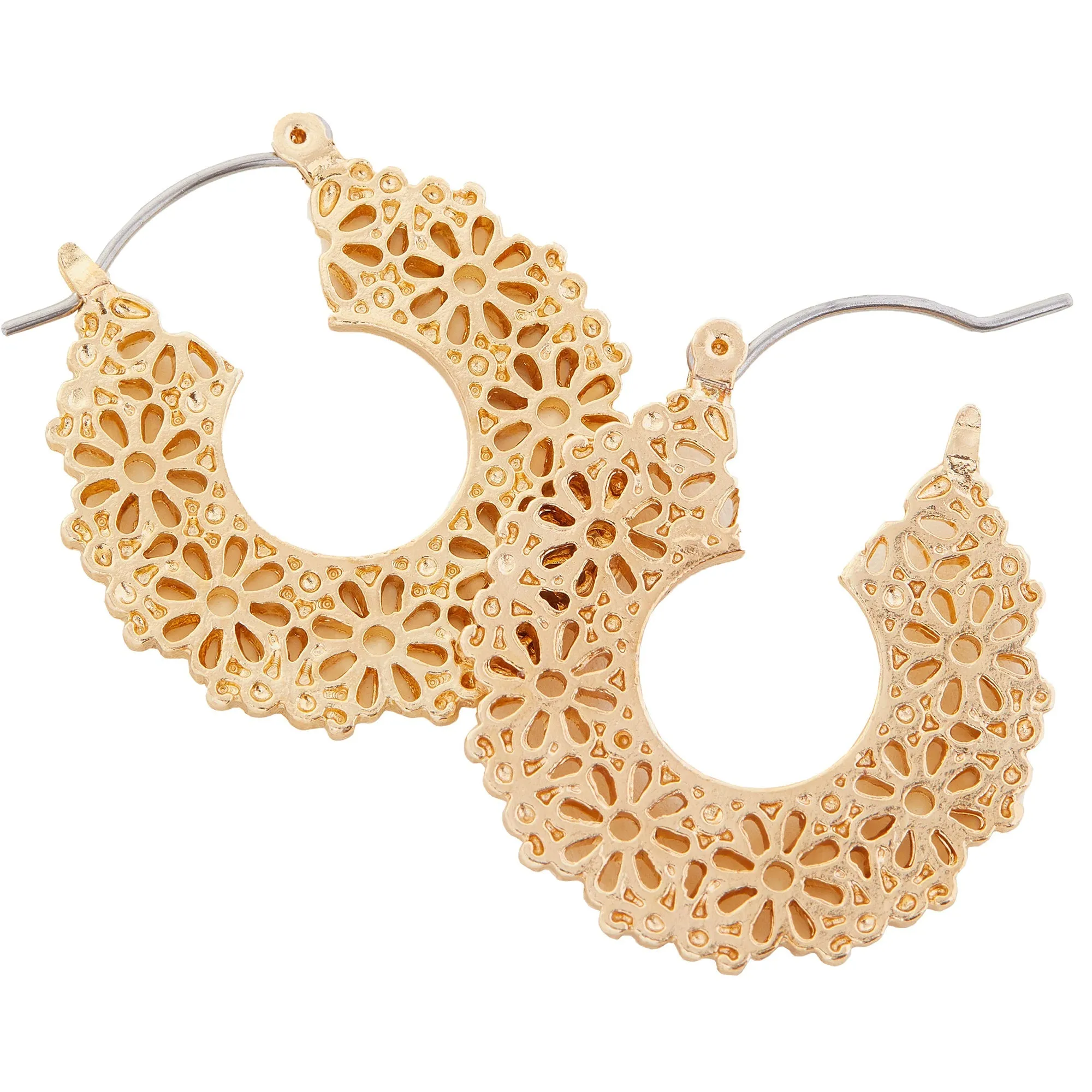 Accessorize London Women's Flower Cut-Out Hoops