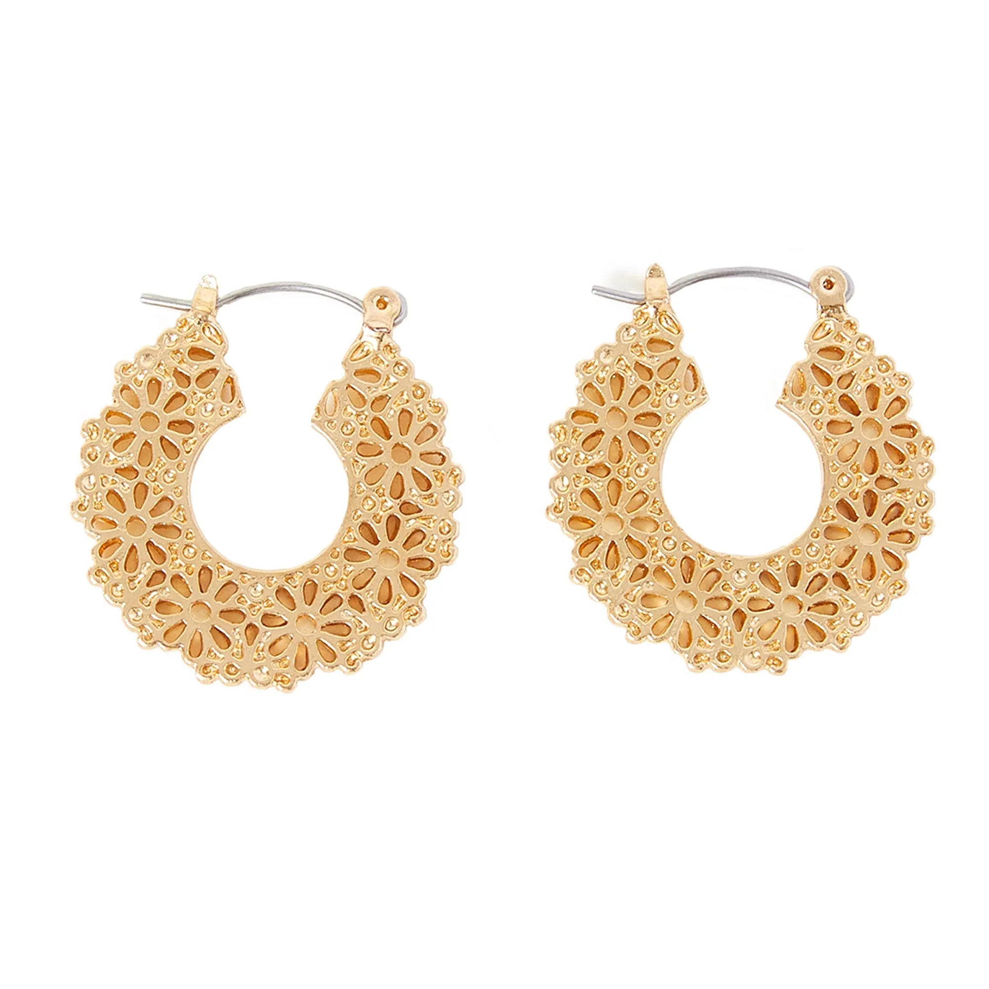 Accessorize London Women's Flower Cut-Out Hoops