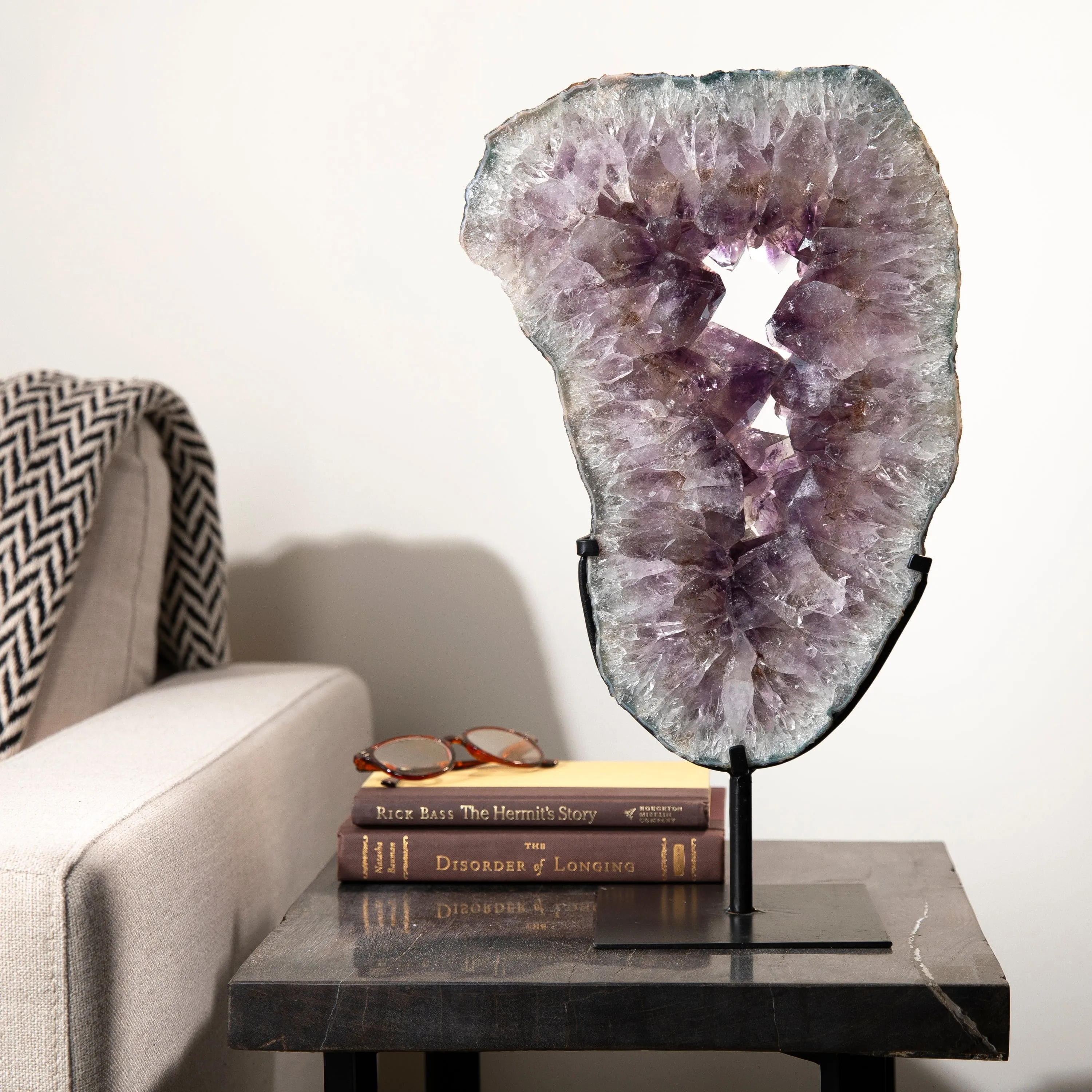 Amethyst Geode Slice from Brazil on Custom Stand- 19 / 20 lbs