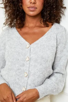 Amore V neck Knit Cardigan in Grey