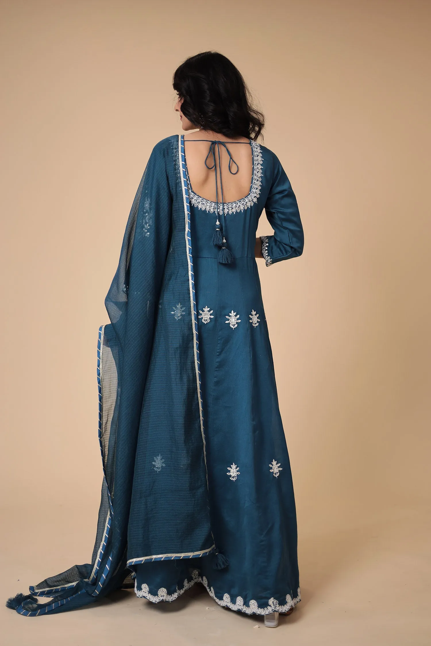 Anarkali Chanderi Silk Suit with Embroidered work