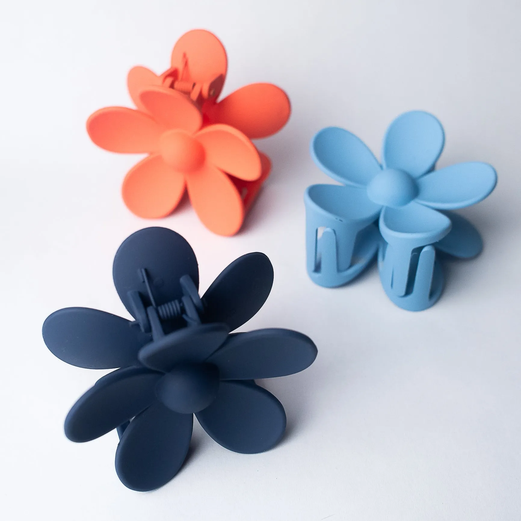 Andrea Large Flower Hair Clip-Neon Orange