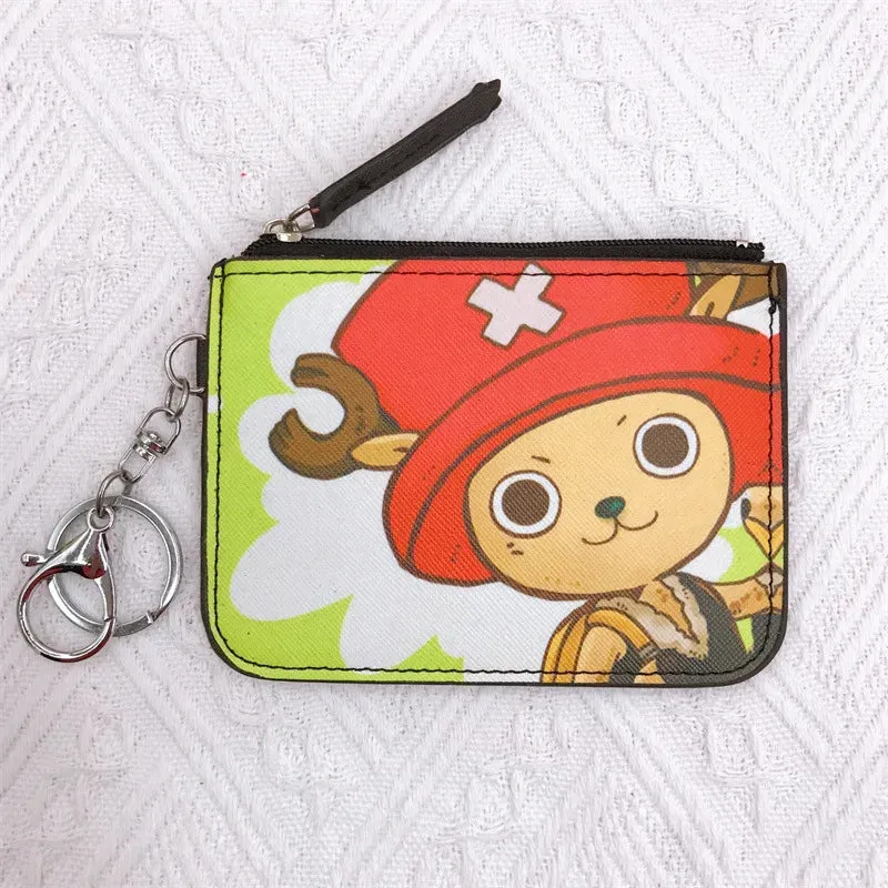 Anime One Piece Cartoon Bag Luffy Zoro Leather Card Holder Cute Coin Purse Monkey D Luffy PU Wallet Keychain Bags Decorate Gifts