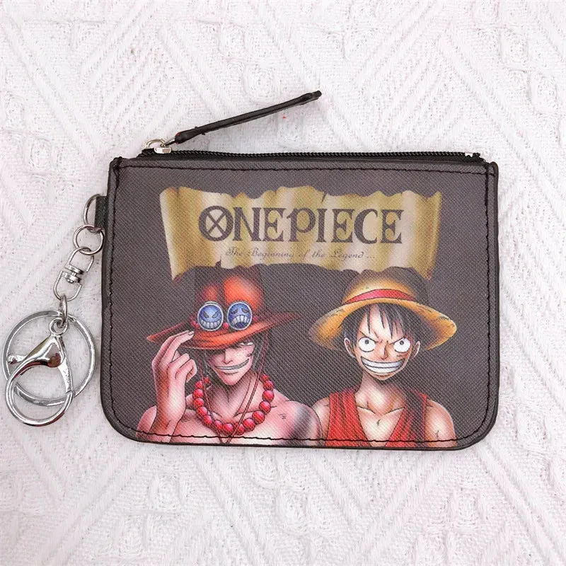 Anime One Piece Cartoon Bag Luffy Zoro Leather Card Holder Cute Coin Purse Monkey D Luffy PU Wallet Keychain Bags Decorate Gifts