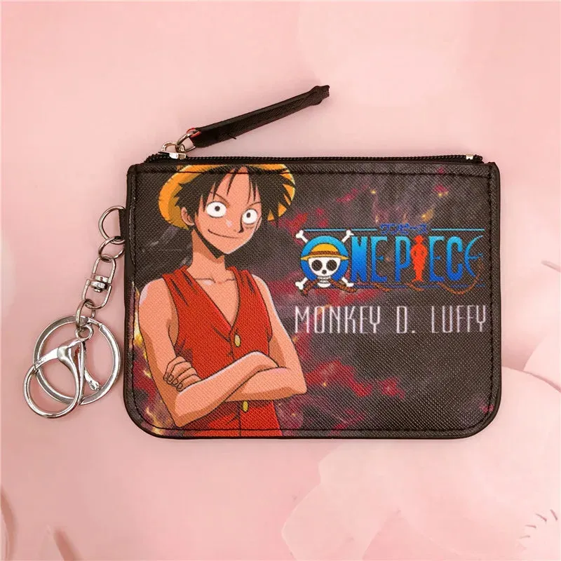 Anime One Piece Cartoon Bag Luffy Zoro Leather Card Holder Cute Coin Purse Monkey D Luffy PU Wallet Keychain Bags Decorate Gifts