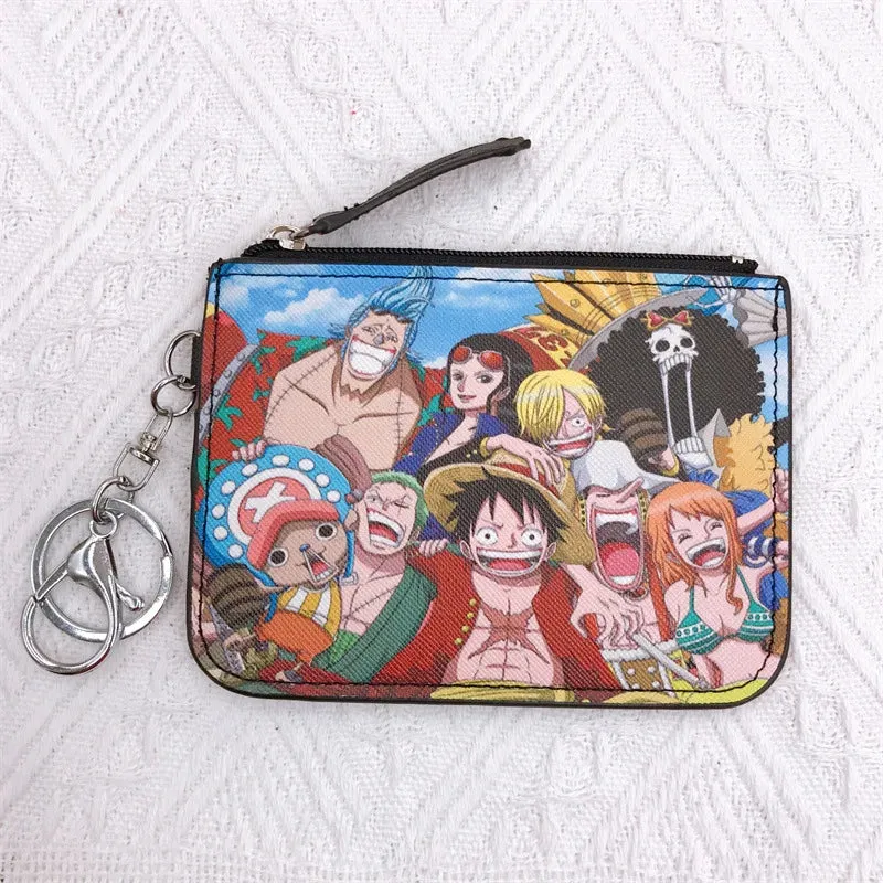 Anime One Piece Cartoon Bag Luffy Zoro Leather Card Holder Cute Coin Purse Monkey D Luffy PU Wallet Keychain Bags Decorate Gifts