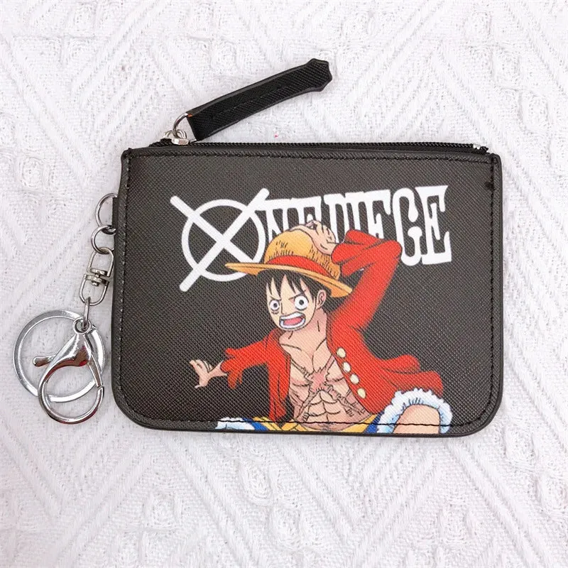 Anime One Piece Cartoon Bag Luffy Zoro Leather Card Holder Cute Coin Purse Monkey D Luffy PU Wallet Keychain Bags Decorate Gifts