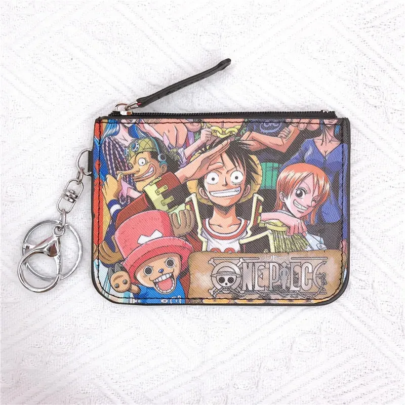 Anime One Piece Cartoon Bag Luffy Zoro Leather Card Holder Cute Coin Purse Monkey D Luffy PU Wallet Keychain Bags Decorate Gifts