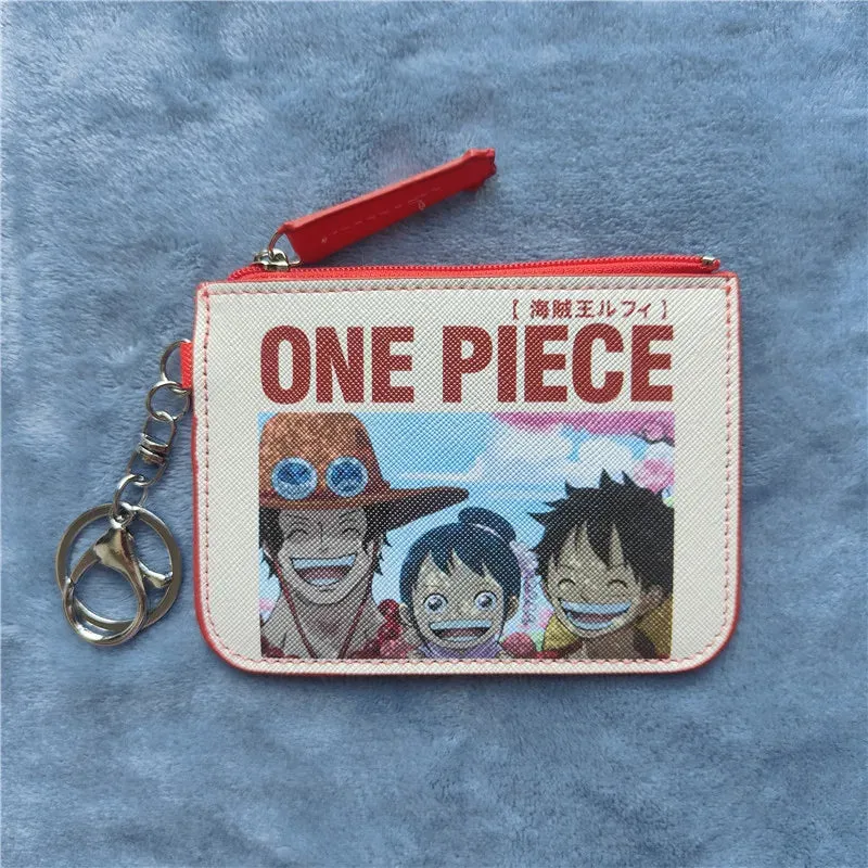 Anime One Piece Cartoon Bag Luffy Zoro Leather Card Holder Cute Coin Purse Monkey D Luffy PU Wallet Keychain Bags Decorate Gifts