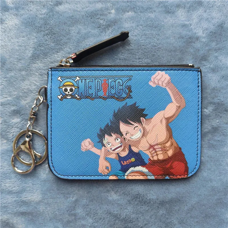 Anime One Piece Cartoon Bag Luffy Zoro Leather Card Holder Cute Coin Purse Monkey D Luffy PU Wallet Keychain Bags Decorate Gifts