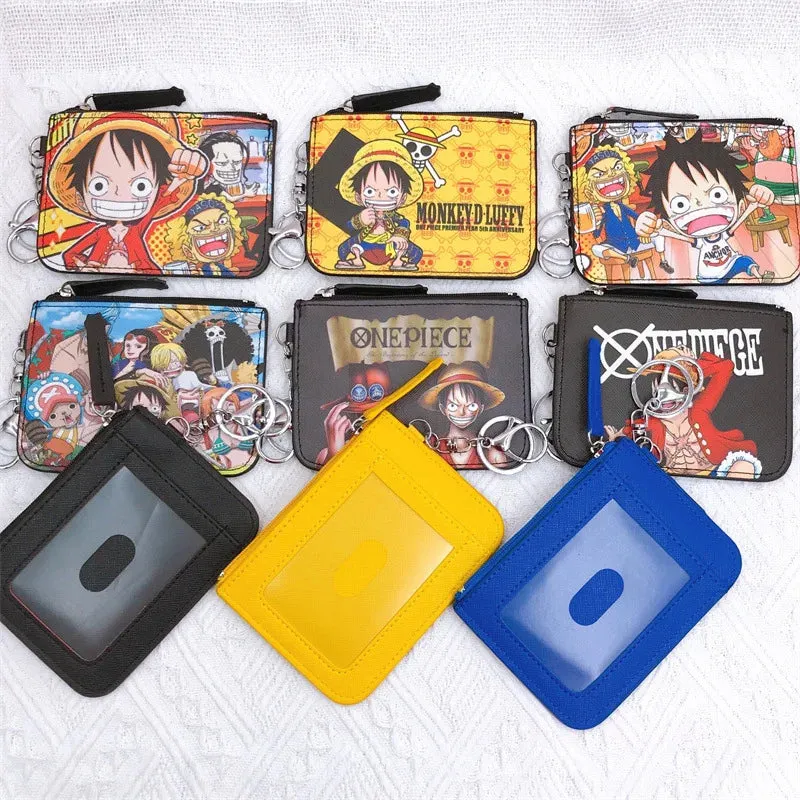 Anime One Piece Cartoon Bag Luffy Zoro Leather Card Holder Cute Coin Purse Monkey D Luffy PU Wallet Keychain Bags Decorate Gifts