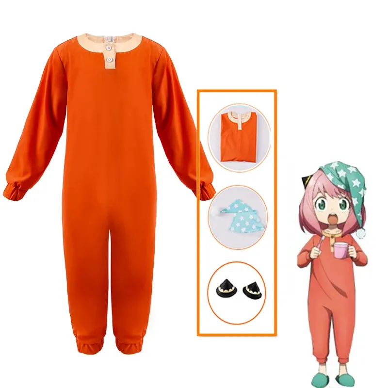 Anya Forger Pajamas Cosplay Spy X Family Anime Cosplay Costume Sleepwear Orange Green