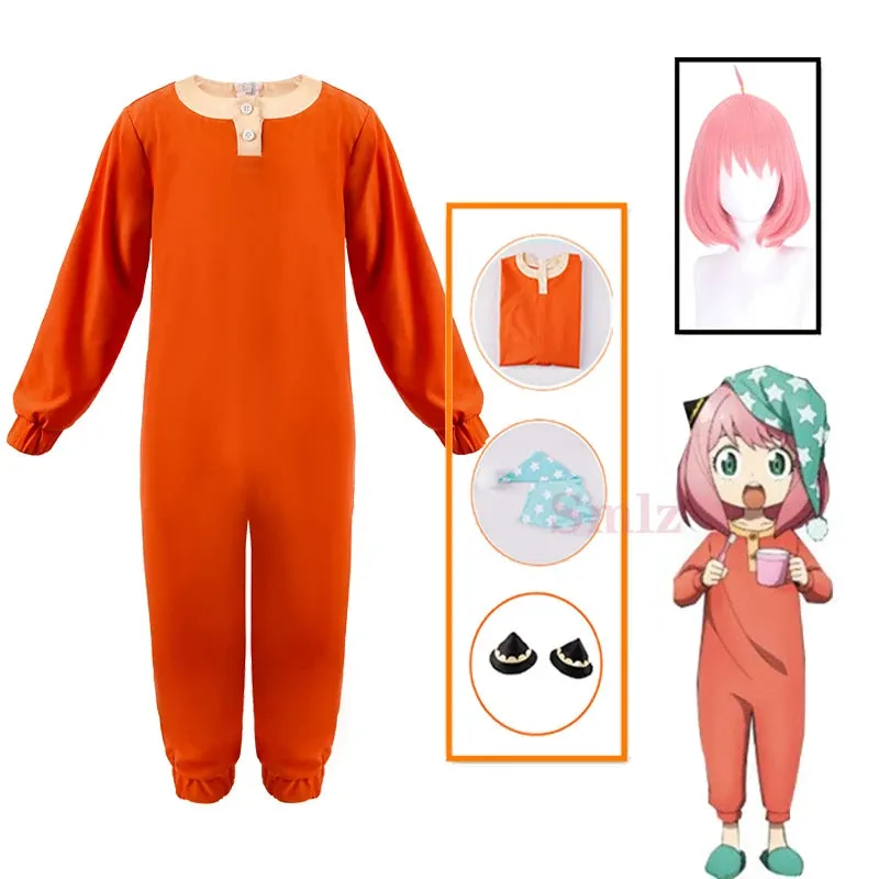 Anya Forger Pajamas Cosplay Spy X Family Anime Cosplay Costume Sleepwear Orange Green