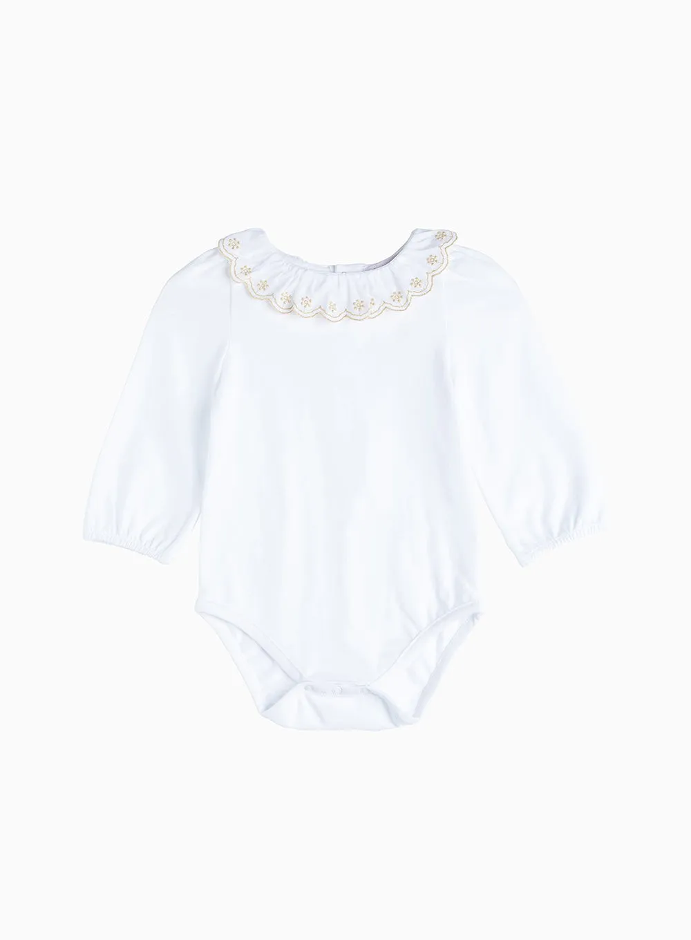 Baby Long Sleeved Elsa Body in White/Gold