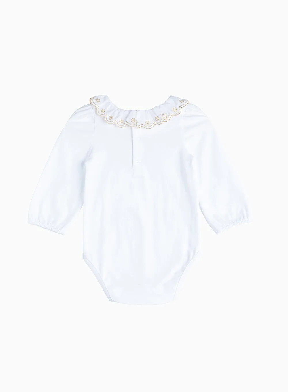 Baby Long Sleeved Elsa Body in White/Gold