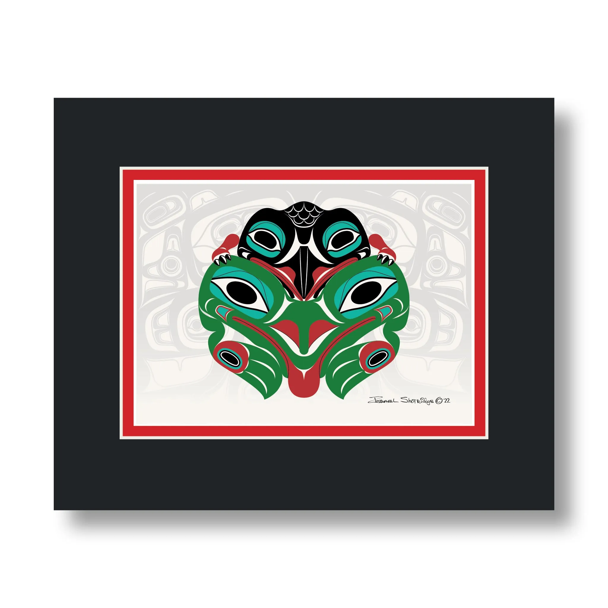 Baby Raven Frog & House Screen - Formline Art Cards