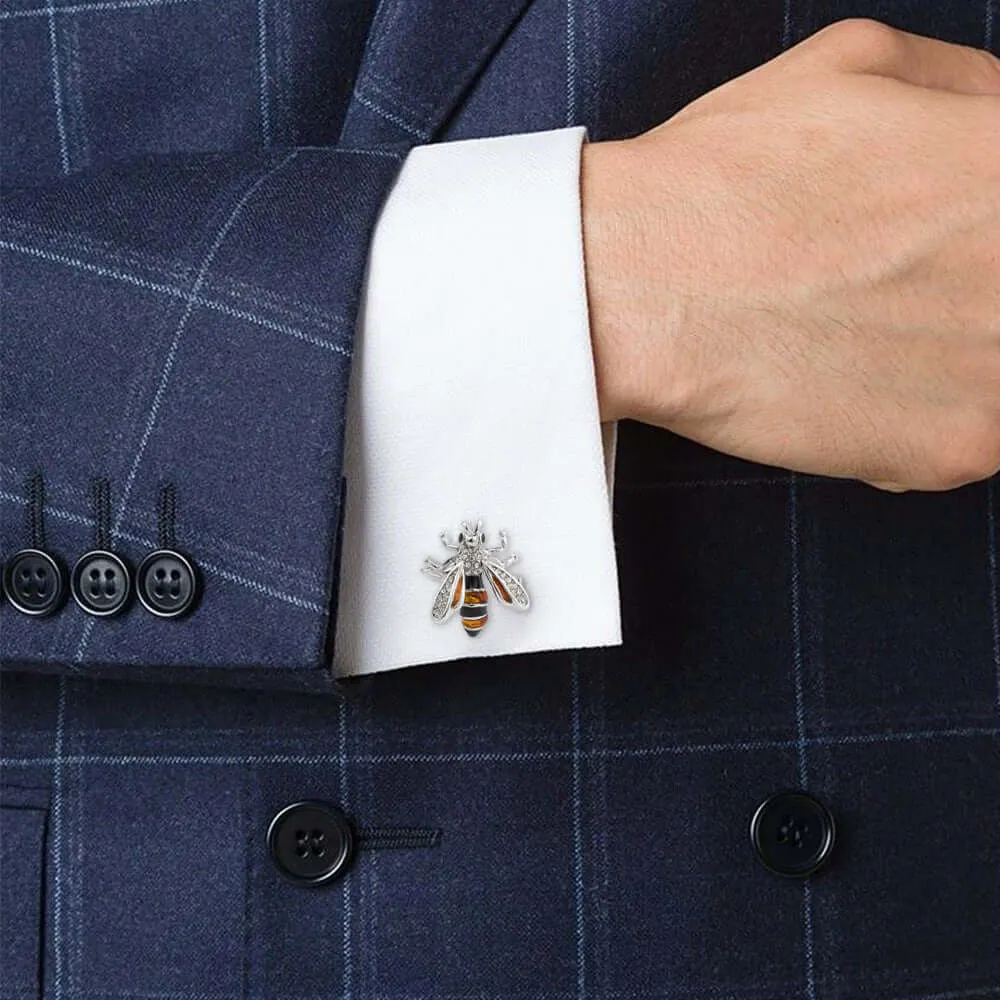 Bee-shaped Diamond French Swank Cufflinks