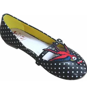 Black Polka Dot Swallow Detail Pumps