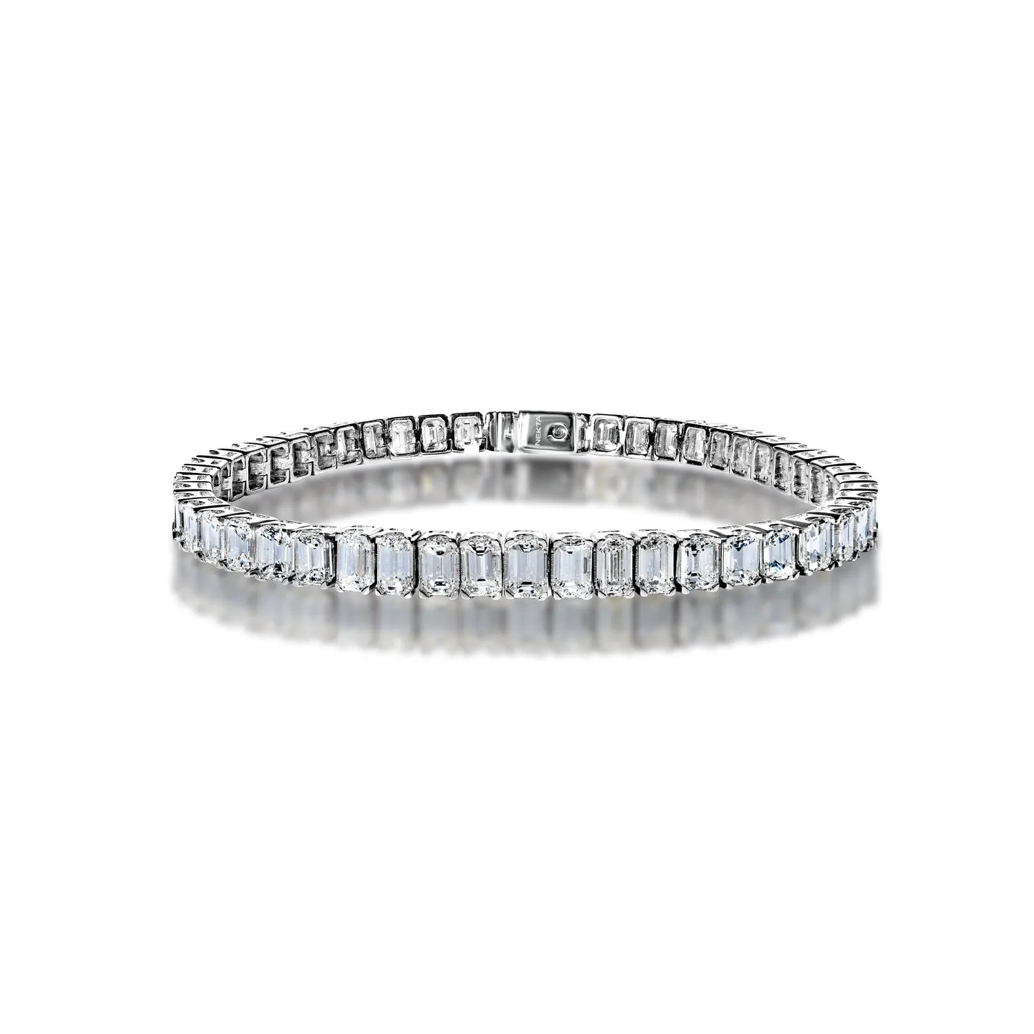 Blair 18 Carat Emerald Cut Diamond Tennis Bracelet in 18k White Gold