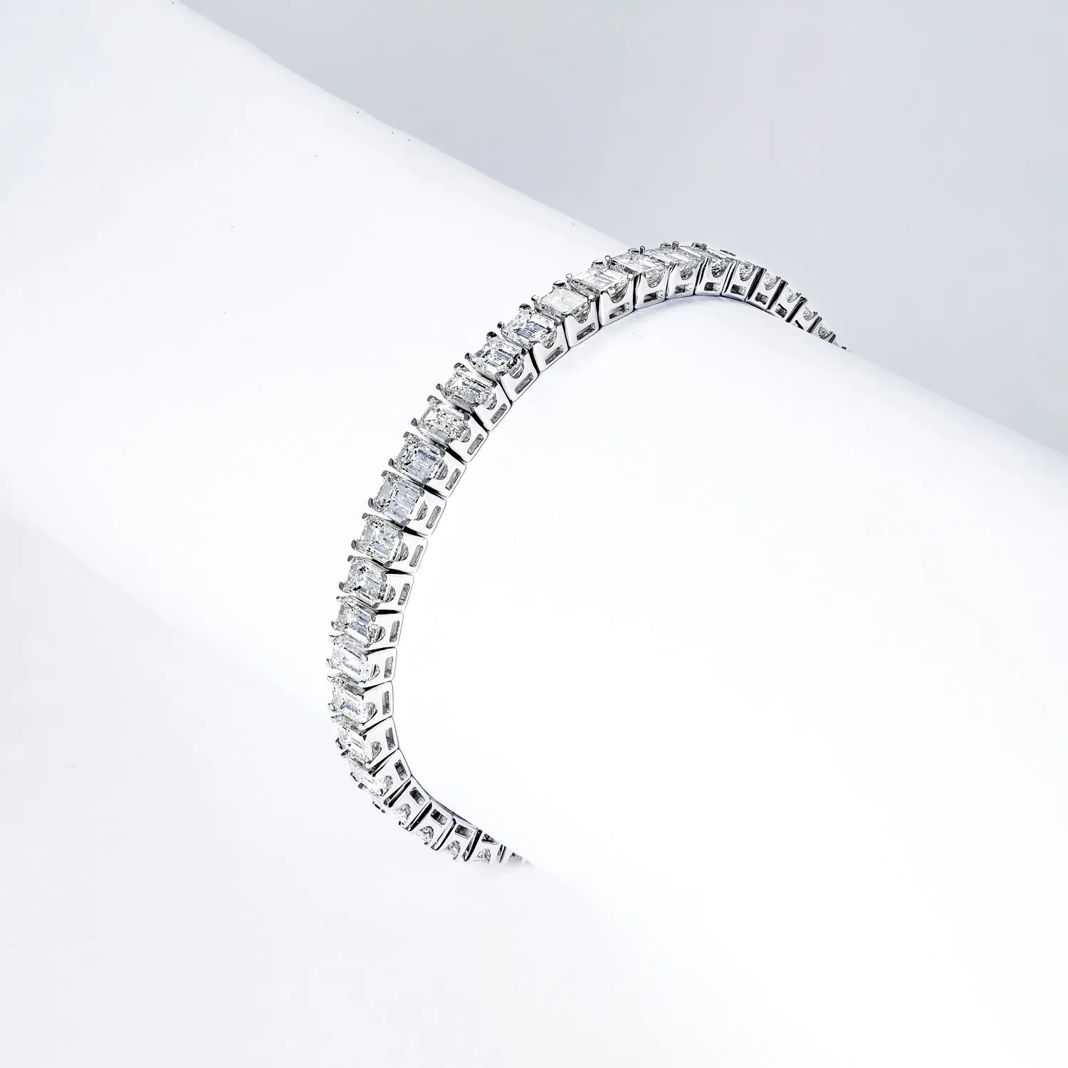 Blair 18 Carat Emerald Cut Diamond Tennis Bracelet in 18k White Gold