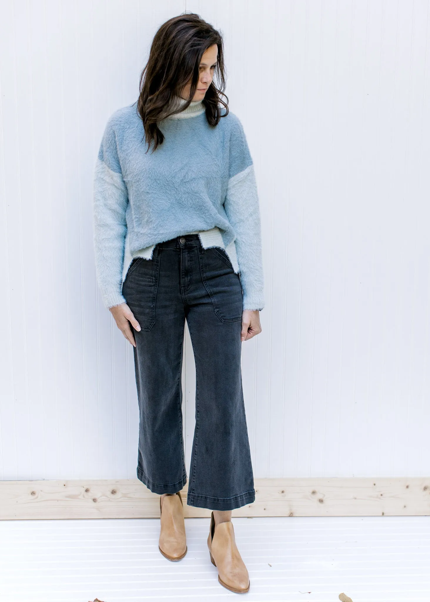 Blue Gray Contrast Sweater