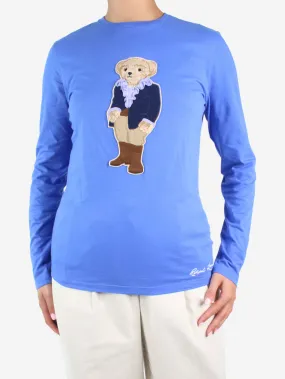 Blue long-sleeved Polo Bear top - size M