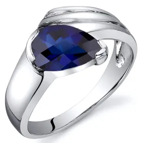 Blue Sapphire Pear Shape Sterling Silver Ring Size 5