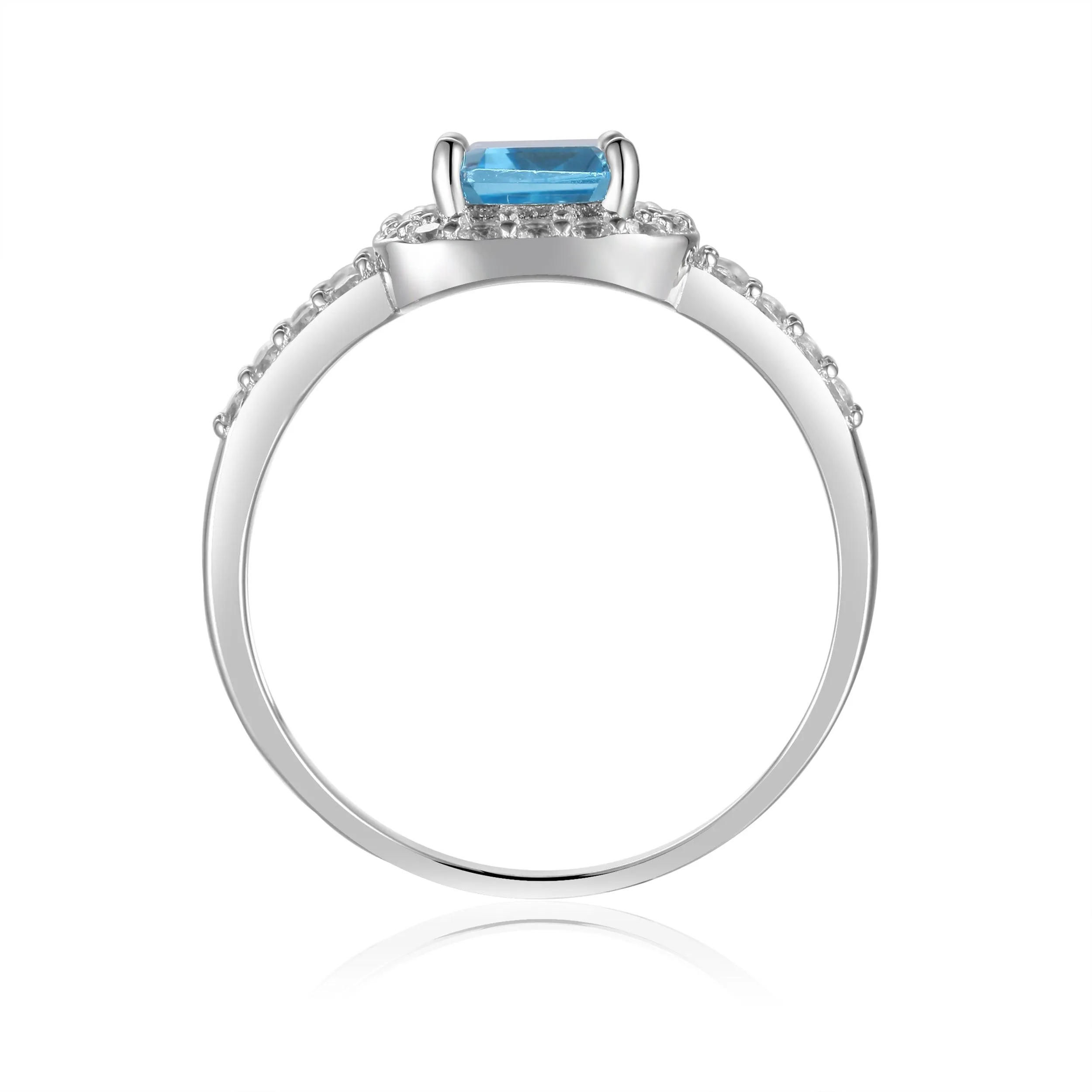 Blue Topaz Split Band Halo Ring