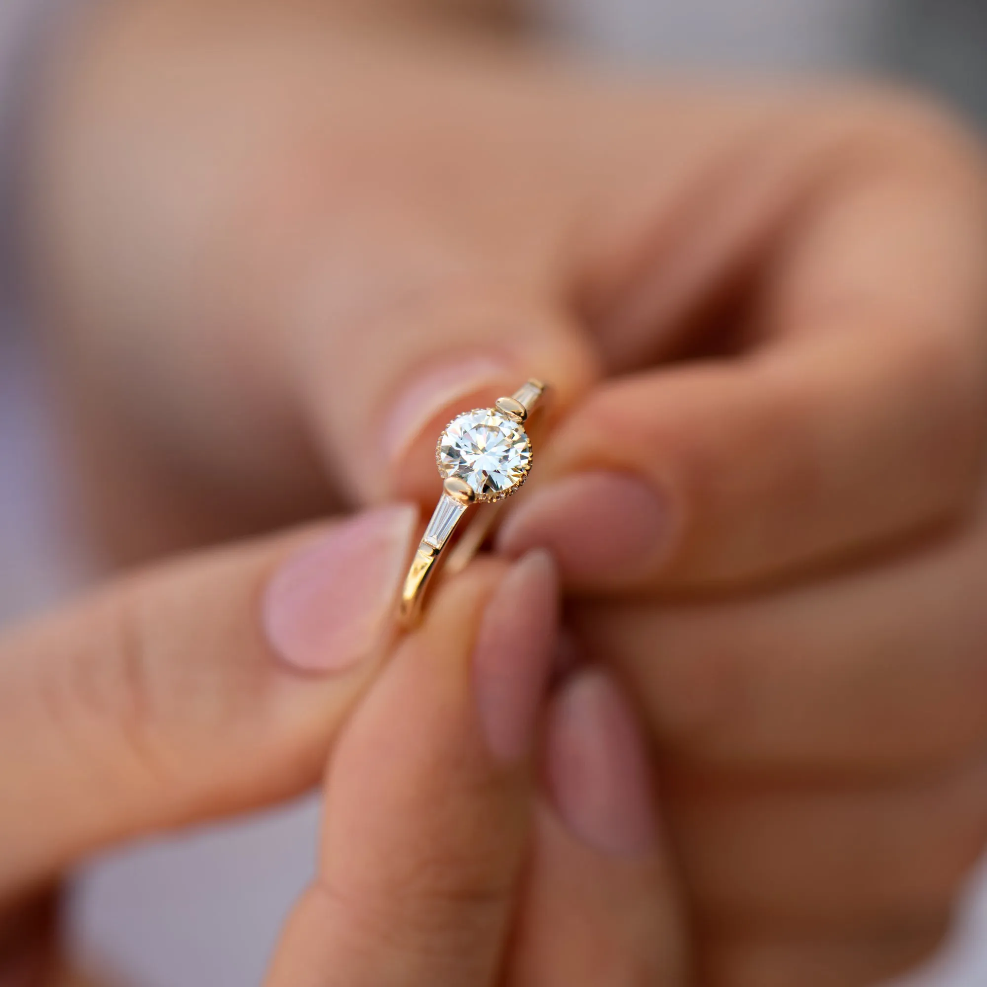 Brilliant Cut Engagement Ring with a Pave Diamond Halo