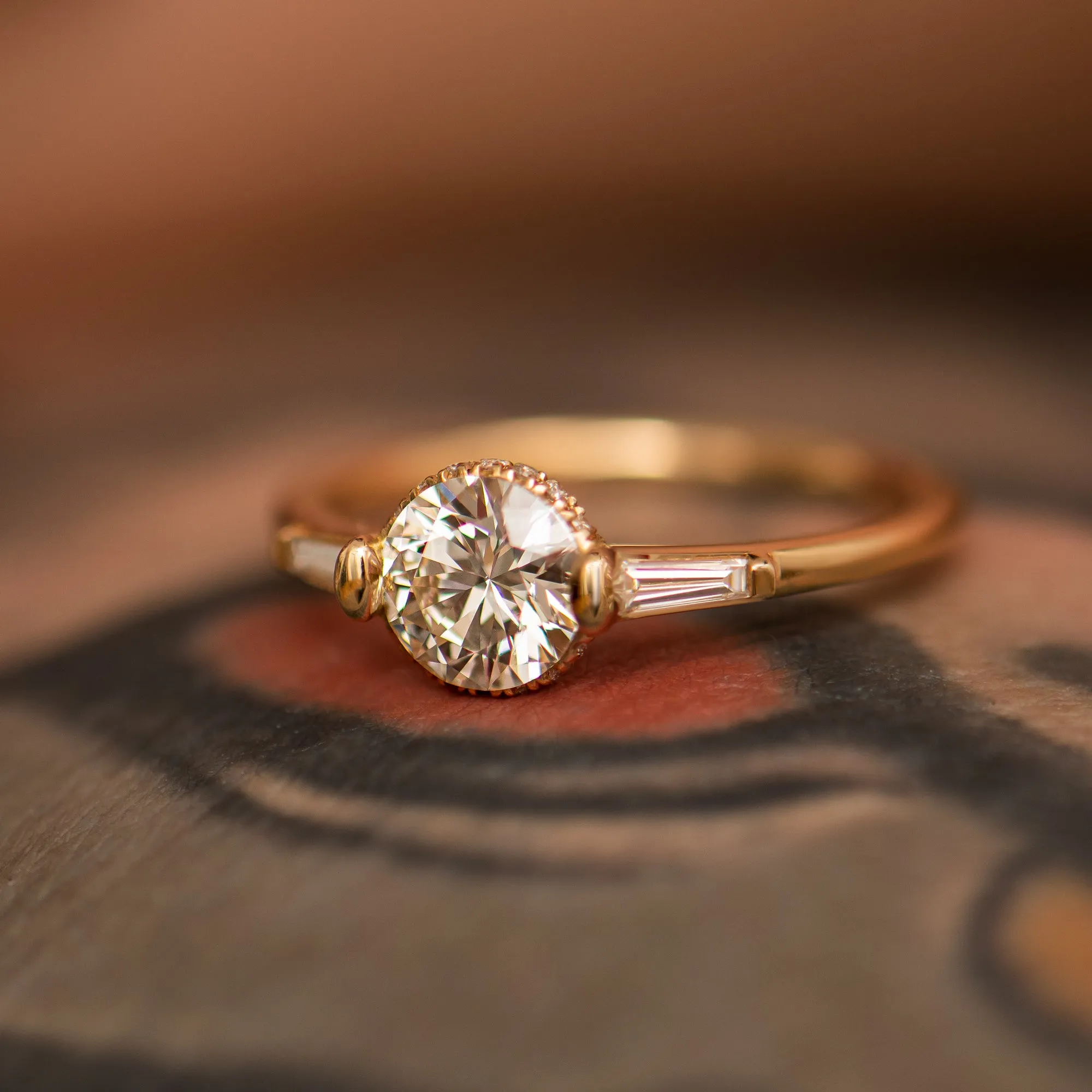 Brilliant Cut Engagement Ring with a Pave Diamond Halo